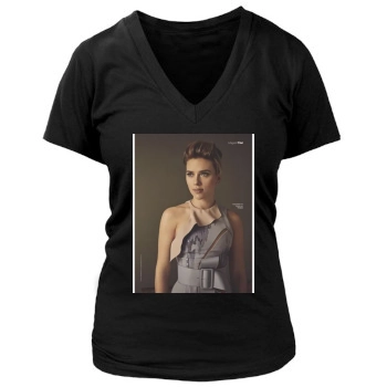 Scarlett Johansson Women's Deep V-Neck TShirt