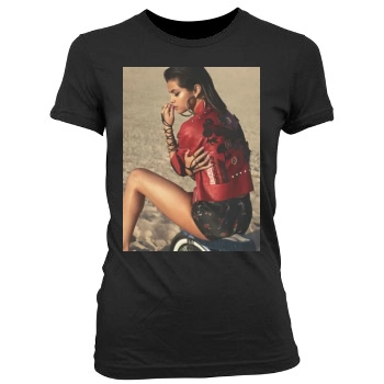 Selena Gomez Women's Junior Cut Crewneck T-Shirt