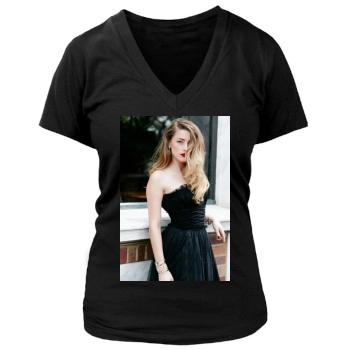 Amber Heard Women's Deep V-Neck TShirt