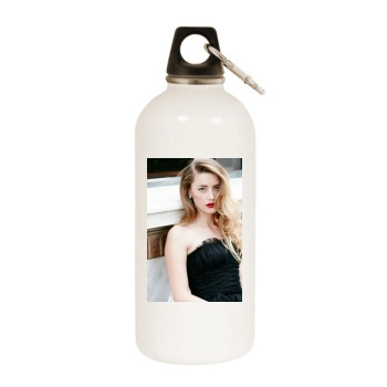 Amber Heard White Water Bottle With Carabiner