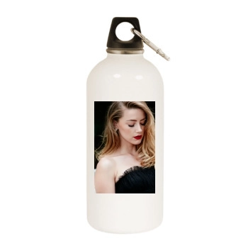 Amber Heard White Water Bottle With Carabiner