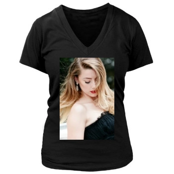 Amber Heard Women's Deep V-Neck TShirt