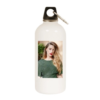 Amber Heard White Water Bottle With Carabiner