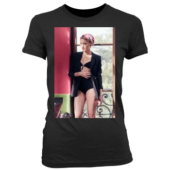 Amber Heard Women's Junior Cut Crewneck T-Shirt