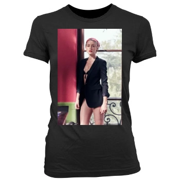 Amber Heard Women's Junior Cut Crewneck T-Shirt