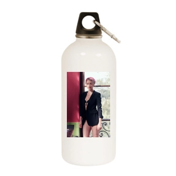 Amber Heard White Water Bottle With Carabiner