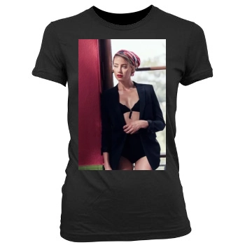 Amber Heard Women's Junior Cut Crewneck T-Shirt