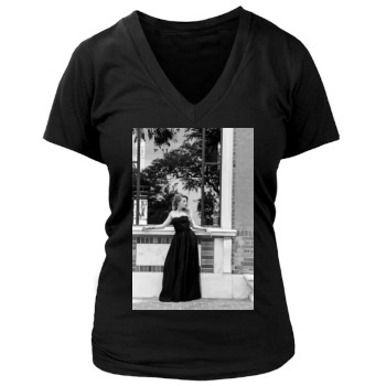 Amber Heard Women's Deep V-Neck TShirt