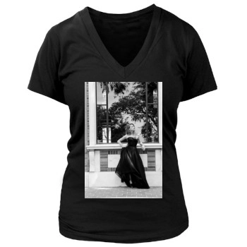 Amber Heard Women's Deep V-Neck TShirt