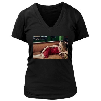 Amber Heard Women's Deep V-Neck TShirt