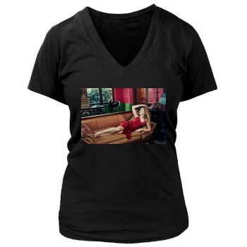 Amber Heard Women's Deep V-Neck TShirt