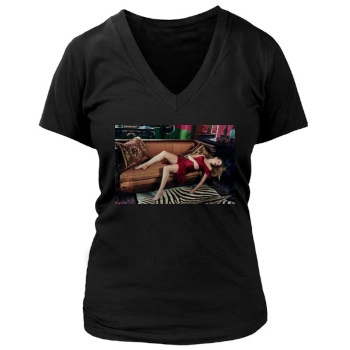 Amber Heard Women's Deep V-Neck TShirt