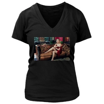 Amber Heard Women's Deep V-Neck TShirt