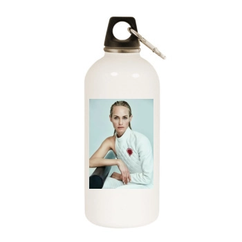 Amber Valletta White Water Bottle With Carabiner