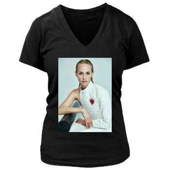 Amber Valletta Women's Deep V-Neck TShirt