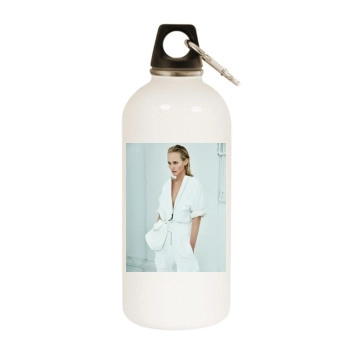 Amber Valletta White Water Bottle With Carabiner