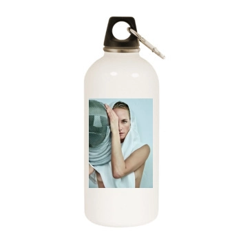 Amber Valletta White Water Bottle With Carabiner