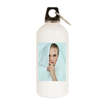 Amber Valletta White Water Bottle With Carabiner