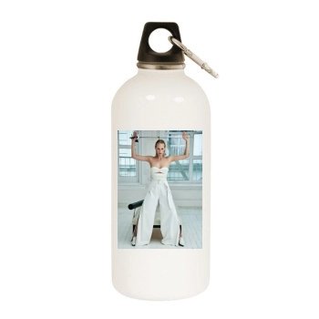 Amber Valletta White Water Bottle With Carabiner