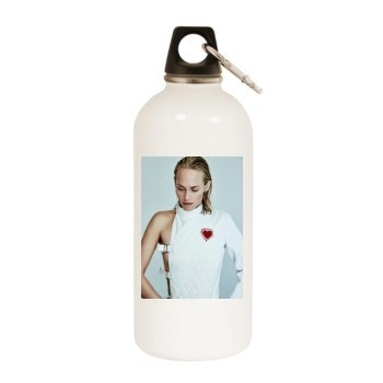 Amber Valletta White Water Bottle With Carabiner