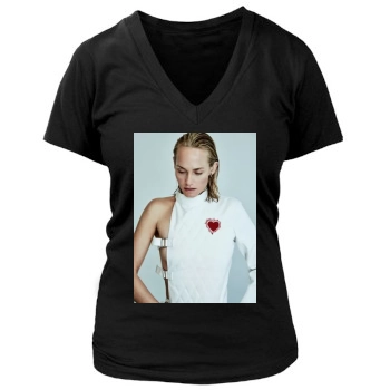 Amber Valletta Women's Deep V-Neck TShirt