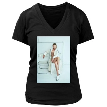 Amber Valletta Women's Deep V-Neck TShirt