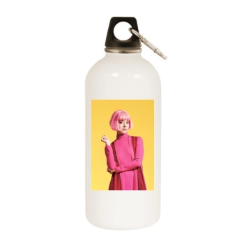 Aubrey Plaza White Water Bottle With Carabiner