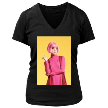 Aubrey Plaza Women's Deep V-Neck TShirt