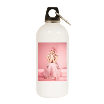 Aubrey Plaza White Water Bottle With Carabiner