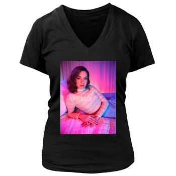 Aubrey Plaza Women's Deep V-Neck TShirt