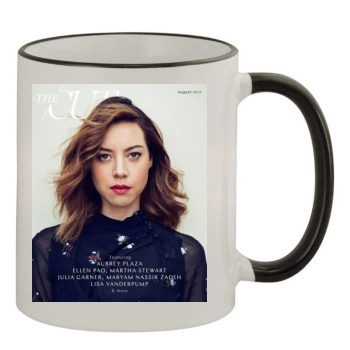 Aubrey Plaza 11oz Colored Rim & Handle Mug