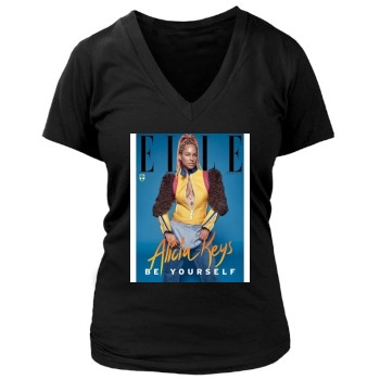 Alicia Keys Women's Deep V-Neck TShirt