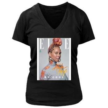 Alicia Keys Women's Deep V-Neck TShirt