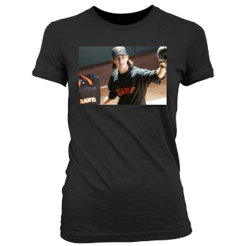 Tim Lincecum Women's Junior Cut Crewneck T-Shirt