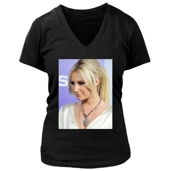 Ashley Tisdale Women's Deep V-Neck TShirt