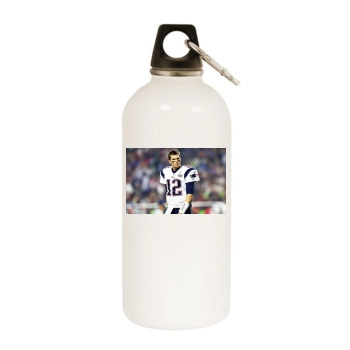 Tom Brady White Water Bottle With Carabiner