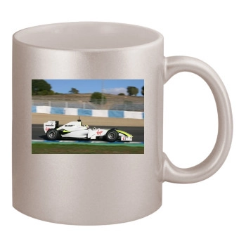 F1 11oz Metallic Silver Mug