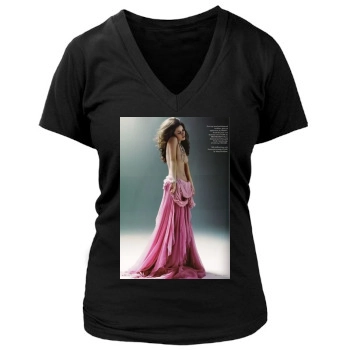 Anna Friel Women's Deep V-Neck TShirt