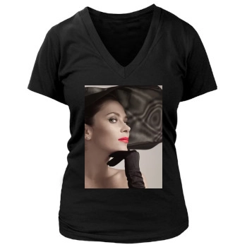 Anna Friel Women's Deep V-Neck TShirt