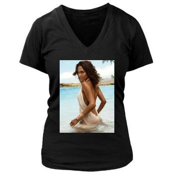 Halle Berry Women's Deep V-Neck TShirt