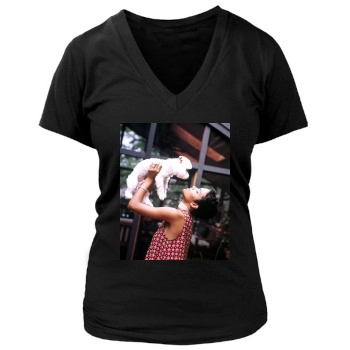 Halle Berry Women's Deep V-Neck TShirt