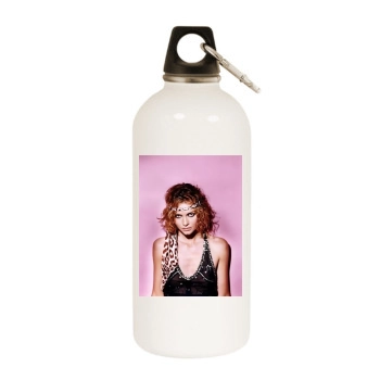 Saffron Burrows White Water Bottle With Carabiner