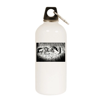 Saffron Burrows White Water Bottle With Carabiner