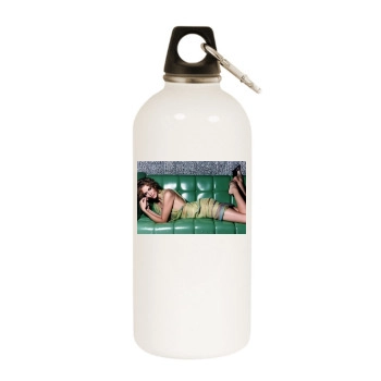 Saffron Burrows White Water Bottle With Carabiner