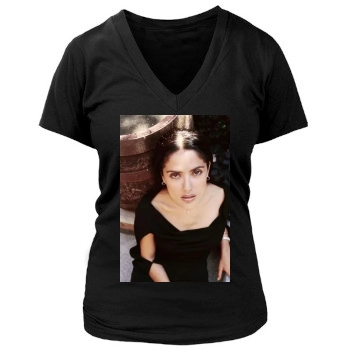 Salma Hayek Women's Deep V-Neck TShirt