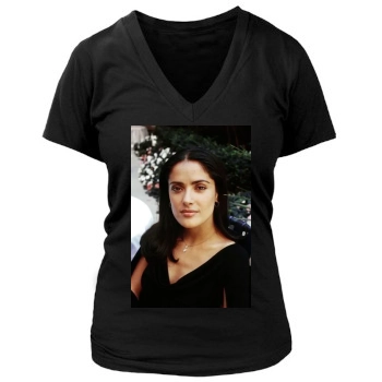 Salma Hayek Women's Deep V-Neck TShirt