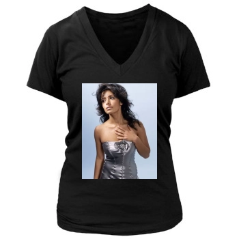 Sarah Shahi Women's Deep V-Neck TShirt