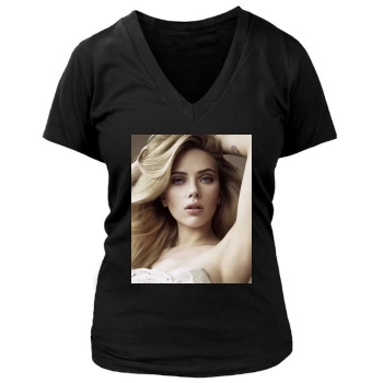 Scarlett Johansson Women's Deep V-Neck TShirt