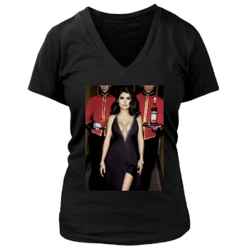 Salma Hayek Women's Deep V-Neck TShirt