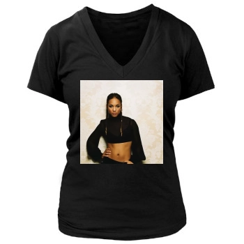 Alicia Keys Women's Deep V-Neck TShirt